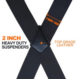 Alisitina Suspenders for Men Heavy Duty,2 inch Elastic Adjustable X-Back Mens Suspender with Clips for Seniors Friends Husband (Black White)