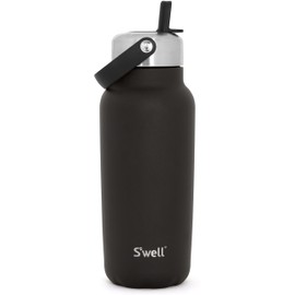 S'well Recycled Stainless Steel Explorer with Flip Straw Lid, 32oz, Onyx, Triple Layered Vacuum Insulated Containers Keeps Drinks Cold for 42 Hours and Hot for 10