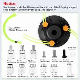 Quintillus Universal Weed Eater Head,H09 Weed Wacker Head Grass Trimmer Head Compatible with Ego, Ryobi,Echo,Weed Warrior,Kobalt with 12pc 11in / .095" Triangle Trimmer Line