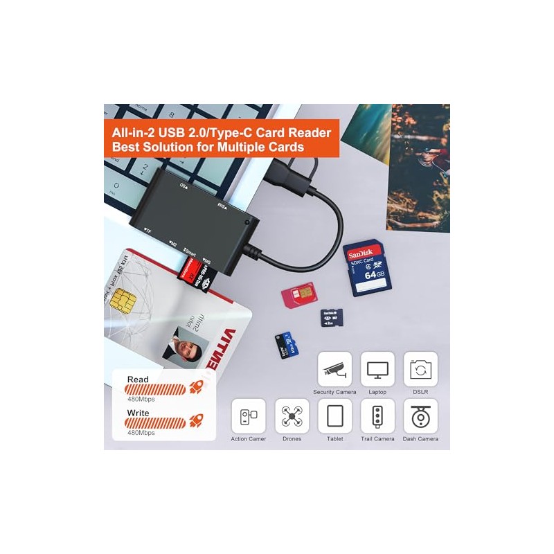 Adaptador de tarjeta SIM USB C/A Lector de tarjetas inteligentes