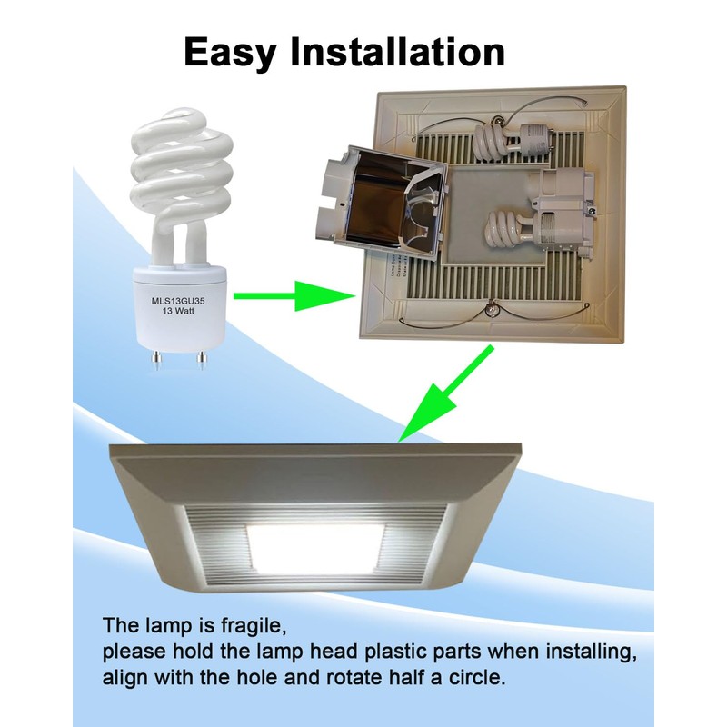 Ignixlite 2 Pack MLS13GU35 Fluorescent Light Bulbs,13W 3500K Replacement for