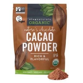 Viva Naturals Organic Cacao Powder, 1lb, Perfect for Baking & Smoothies, 454 g..