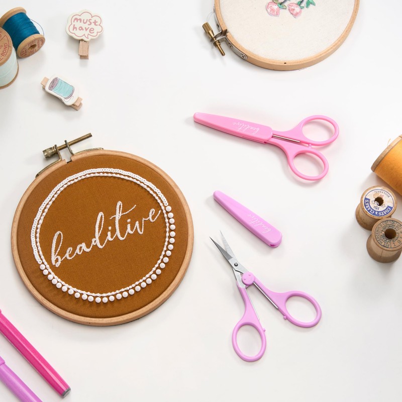 Beaditive 高精度ディテールハサミセット (2個) シャープ、細字 | ペーパーカット、スクラップブック、裁縫、工芸 | ステンレススチール | 保護カバー