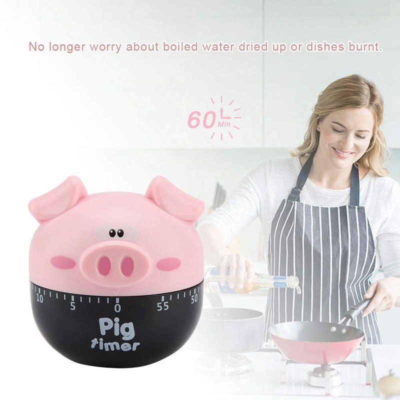 BuyWeek Kitchen Timer, Cute Cartoon Pig Mechanical Timer, Egg Timer,