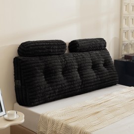 HIGOGOGO Triangular Headboard Wedge Pillow with 2 Cylindrical Pillows and Memory Foam Filling, Daybed Pillows for Sitting up, Reading or Working with Removable Cover,Queen 59.1"x19.7"