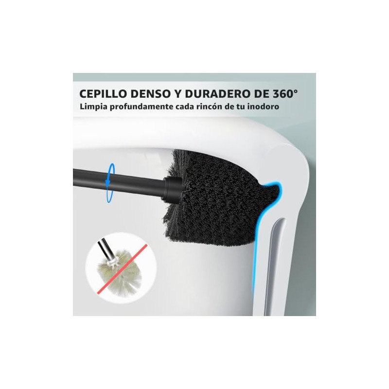 cepillo para polvo de inodoro con mango extra largo, cerdas