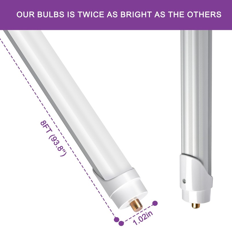 ELEKICO 8FT Led Bulbs, Double Row Super Bright 72W 5000K