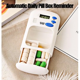 Electronic Timed Pill Dispensers,Digital Pill Organizer,Automatic Daily Pill Box Reminder with Beeping Alarm for Elderly Gift,Portable for Office Travel