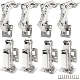 HOZEON 4 Pcs 170 Degree Frameless Cabinet Doors Hinges, Soft Closing Cabinet Hinge,Concealed Hydraulic Adjustable Mounting Hinges for Wardrobe、Cabinet