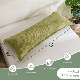 HIGOGOGO Body Pillow for Adults, Thickened Memory Foam Long Bed Pillow, Breathable Full Body Pillow with Removable Pillow Cover (20x54 Inch)