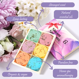 JClover Shower Steamers Aromatherapy Shower Bath Bombs with Pure Essential Oils for Home Spa. Bath Steamer Gift Set for Lovers, Wife, Moms, Christmas Birthday Mothers' Valentines' Day (30g X 6)