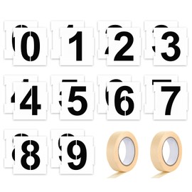 20 Pieces Curb Stencil Kit 0-9 Address Number Stencil Reusable Plastic Numbers Stencils with 2 Rolls Masking Tape for Painting Address in Wall Wood Road Mailbox (3 Inch Height)