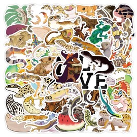 Reptile Stickers, 50PCS Funny Gecko Sticker Pack for Mugs, Laptops, Mobile Phones, Suitcases, Skateboards, Vinyl Waterproof Cartoon Animal Decals