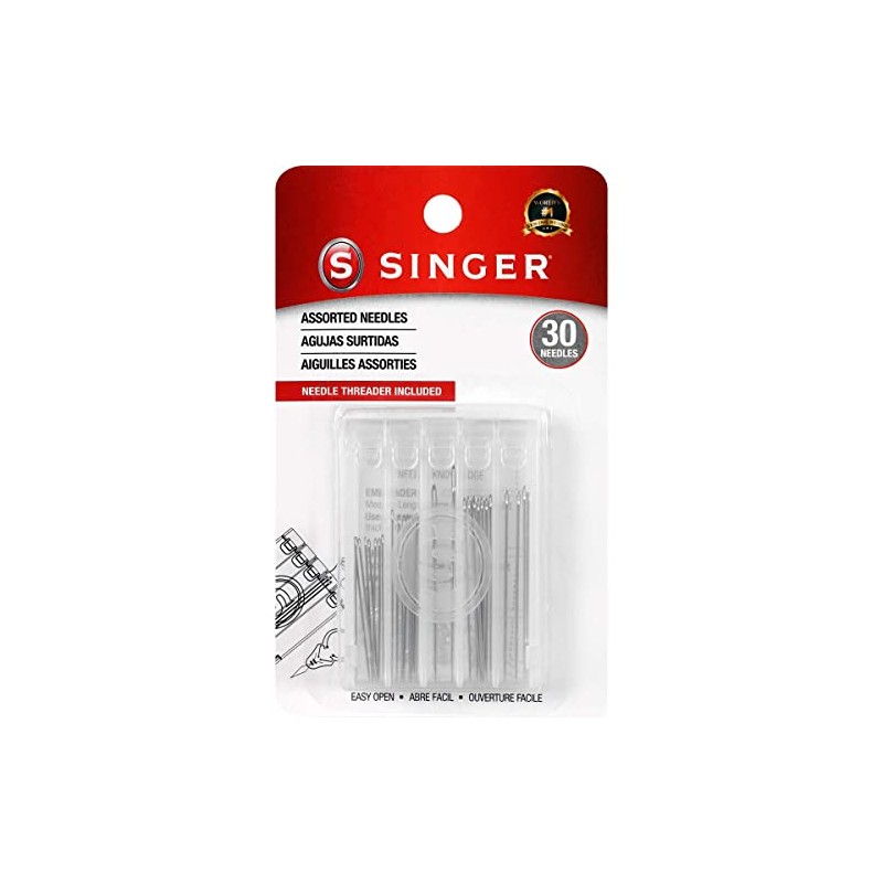 SINGER 07370 Agujas de coser a mano compactas con enhebrador