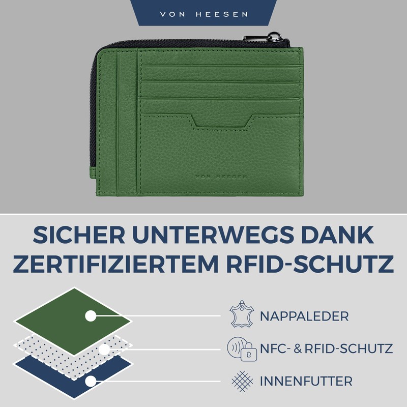VON HEESEN Genuine Leather RFID Card Holder Made of Nappa