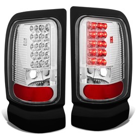 Auto Dynasty Full LED Tail Lights Assembly Compatible with 1994-2002 Dodge Ram 1500 2500 3500 Rear Brake Lamps Driver and Passenger Side, Chrome Housing Clear Lens