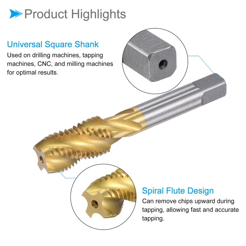 CoCud Spiral Flute Threading Tap, M20 x 2.5 Thread Size
