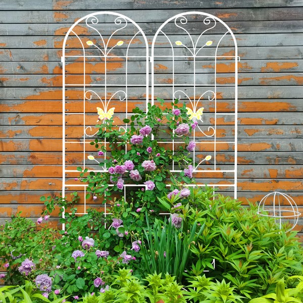 Heemab 2 Pack Metal Garden Trellis for Climbing Plants, Rustproof