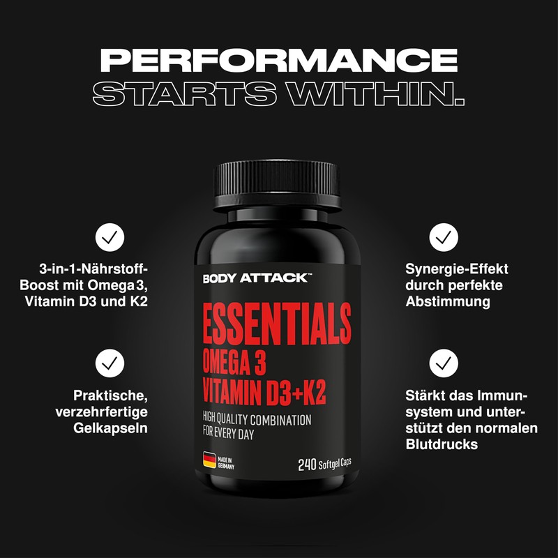 Body Attack Omega 3 + D3 + K2 High Dose