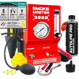 *2025 New Model* Automotive High Volume Smoke Machine with Best Ranked Smoke Fluid - EVAP Leak Detector with Built-in Air Compressor - Model 3000 – EVAP Vacuum Exhaust Smoke Detector Tools Kit - Red