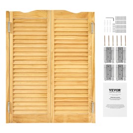 VEVOR Double Saloon Swinging Doors, 36" W x 42" H Arched Top Interior Swinging Cafe Doors, Premium Pine Wood, with Hinges & Hardware Kit, Easy to Install for Hallway Kitchen Bar Pub Entrance Log Color