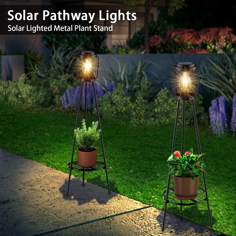 MXwcy Solar Lights Outdoor with LED Edison Bulbs, Solar Floor