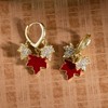 Maple Leaf Earrings for Women Autumn Thanksgiving Earrings Red Crystal