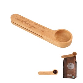 2 in 1 Wooden Coffee Scoop and Bag Clip - Solid Beech Wood Measuring Scoop (1 Tablespoon) for Ground Coffee, Coffee Beans, Tea, and Spices - Keep Your Coffee Fresh with The Urban Element