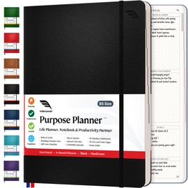 Roterunner Purpose Planner Notebook B5 7.5”x9.8” Undated 2026 Daily Weekly and Monthly Productivity Goal Setting Tool for Work Home ADHD for Adults Self Care Journal