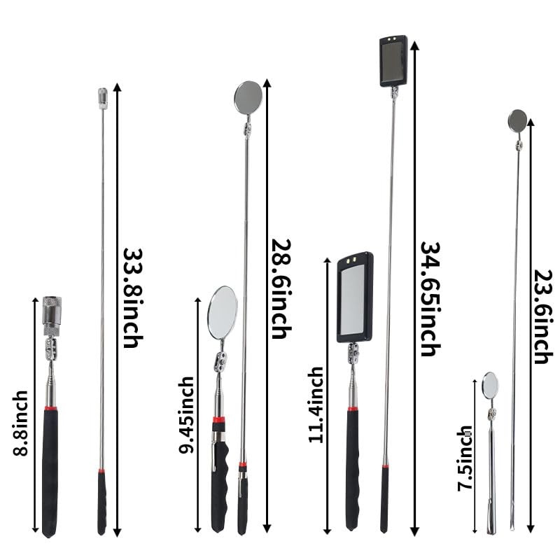 VortecSys Telescoping Magnetic Pickup Tool Set, 3Pcs Round and Square