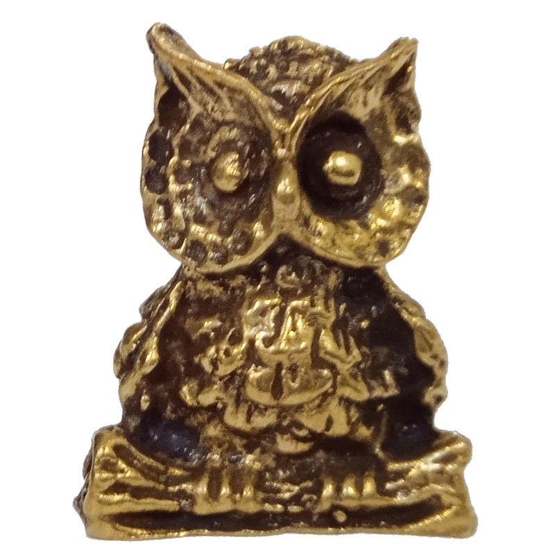 Purpledip Rare Miniature Brass Figurine Owl: Collectible Showpiece Statue With