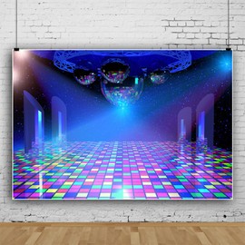 MIRRORANG 2.2 x 1.5 m Backdrop Vintage 80s Disco Decorations Neon Backdrop Birthday Party Backdrop for Photography Portrait Photo Studio Props Vinyl