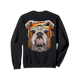Grumpy English Bulldog in Punk Rock Style Sweatshirt