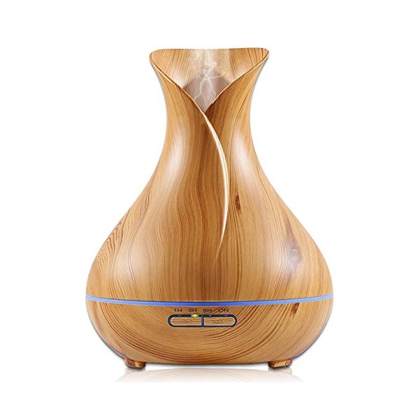 Essential Oil Diffuser Tulip Light Wood Diffuser LED Advanced Cool Mist Humidifier 14 Color LED Night Light - Our Best Wood Grain - Birthday Gifts & Housewarming Gifts