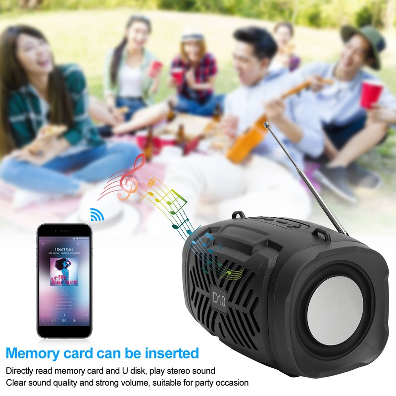 D10 Bluetooth V5.0 Wireless Speaker USB Micro Loudspeaker with Light