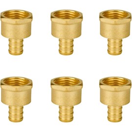 SUNGATOR 6-Pack 1/2" PEX to 1/2" Female NPT Brass Fittings, UPC Certified