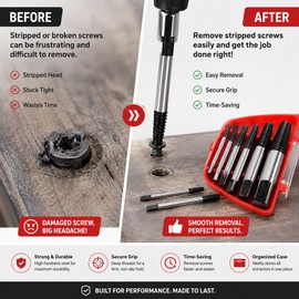 Damaged Screw Extractor Set for Repair Jobs – Carbon Steel Easy-Out Drill Bit Kit for Broken Screws & Bolts
