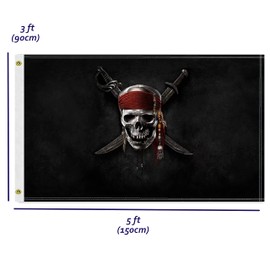 3×5 FT Pirate Flag, Large 100D Skull Black Banner,Funny OutdoorDecor for Patio Garden with Brass Gromment