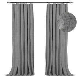 100% Blackout Shield Linen Blackout Curtains 84 Inches Long 2 Panels Set, Clip Rings/Rod Pocket Blackout Curtains, Black Out Curtains & Drapes for Bedroom, 50 inches Wide Each Panel, Dark Gray