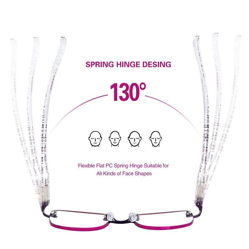 FEIVSN 3-Pack Rimless Reading Glasses For Women, Lightweight Spring Hinge