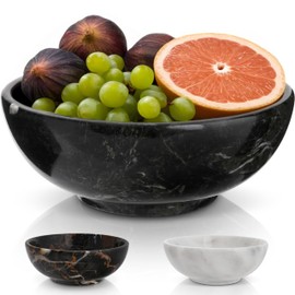Gusto Nostro 8" Luxury Black Marble Decorative Bowl for Coffee Table - Elegant Modern Fruit Bowl for Kitchen Counter - Heavy Stone Entryway Catch all for Keys, Jewelry, Potpourri Holder Centerpiece