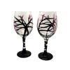 2 Pink Cherry Blossom Tree Stemmed Wine Glasses