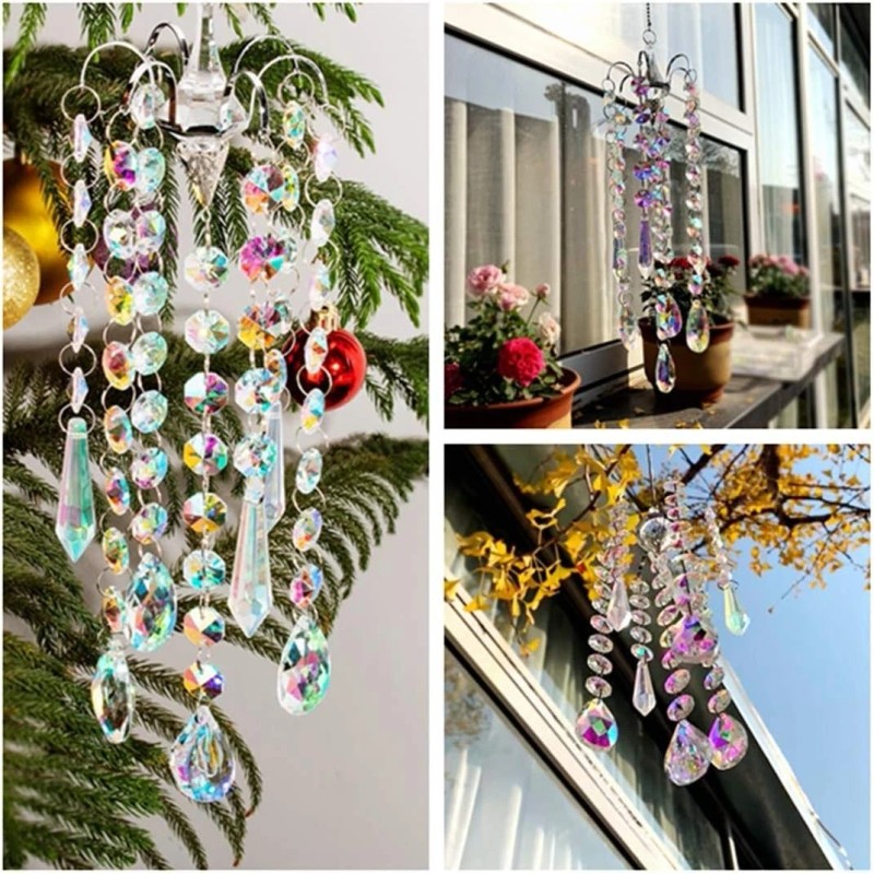 H&D HYALINE Chandelier Crystal Wind Chimes – AB Coating Prism