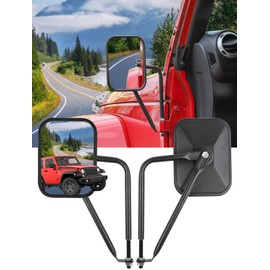 Savadicar Door Off Mirrors Compatible with Jeep Wrangler YJ/TJ/JK/JL/4XE & Gladiator JT, No Vibration or Wobble, Door Side Hinge RearView Mirrors for Wider View & Safe Driving, Black