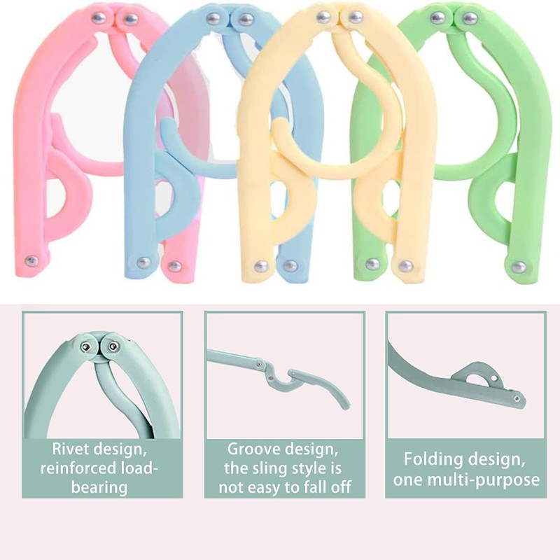 16 x Foldable Hangers with Non-Slip Surface in Four Colours,