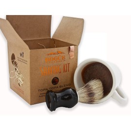 Goat Milk Shaving Soap Kit- BOGUE No.16 Topa Topa Blend of 13 Essential oils to heal and smooth the skin, rhassoul clay will make your razor glide. Soap in a mug & natural bristle brush in the box