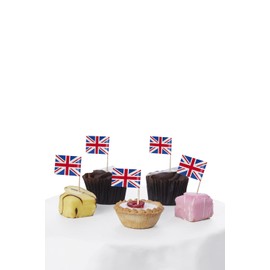 Costume and Party Store Union Jack Party Tableware 2023 King Charles Corontation (50 Cupcake Toppers)