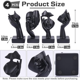 GrivSheen 4 PCS Thinker Small Statue,Black Abstract Art Sculpture,Black Accent Decor for Bookshelf,Black Abstract Figurines Home Decor,Designer Home or Esthetician Room Decor,Unique Gift