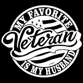 My Favorite Veteran is My Husband Sticker Decal Vinyl - 5 Inches - Veteran Decals Premium Vinyl Sticker for Cars Trucks Laptops, and More - Veteran Wife Sticker Weatherproof and Durable 2-Pack (White)