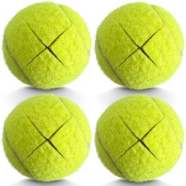 HiBallBall 4 Pack Precut Tennis Balls for Walkers, Heavy Duty Glide Balls for Walkers & Furniture Legs - Universal Floor Protectors, Long Lasting & Easy Installation (Yellow)